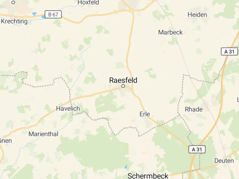 Karte des Einzugsgebiets, Autoverwertung Raesfeld