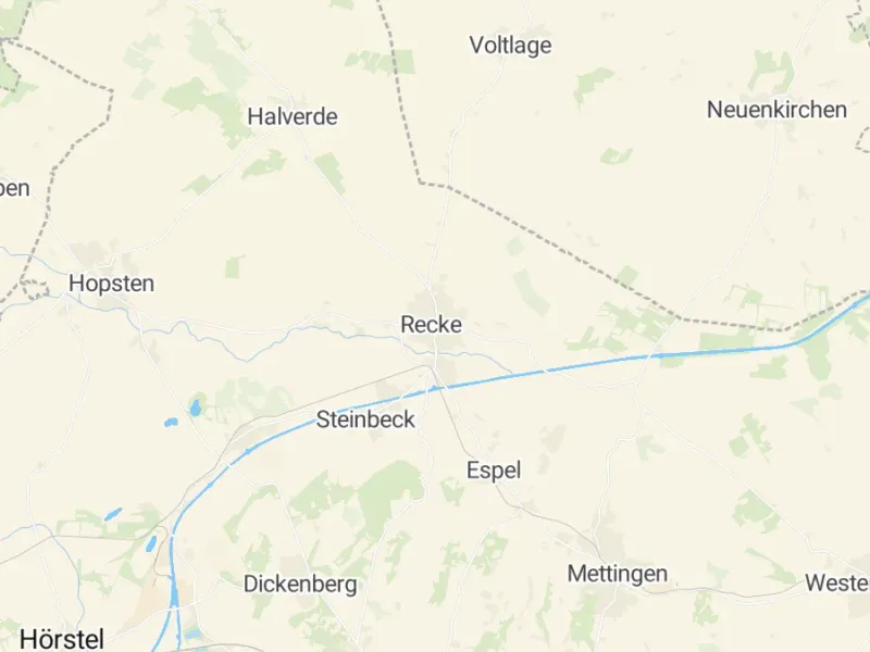 Karte des Einzugsgebiets, Autoverwertung Recke