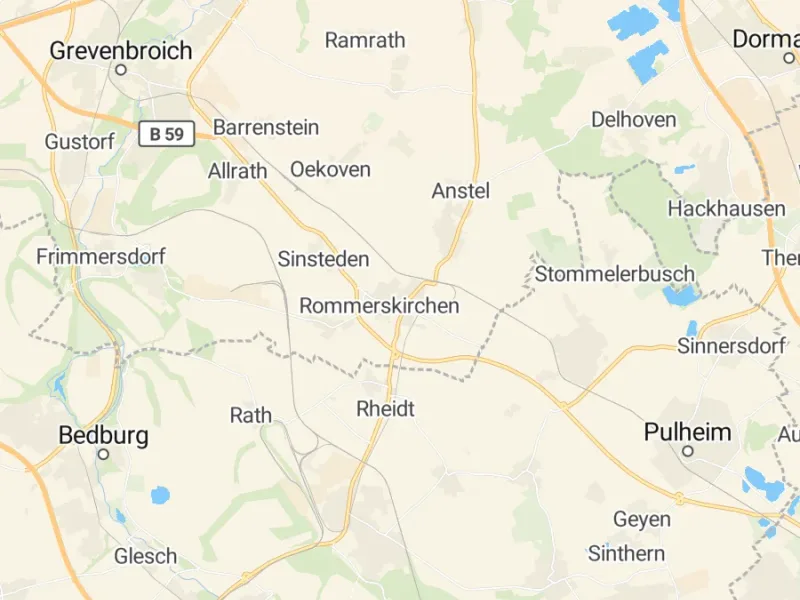 Karte des Einzugsgebiets, Autoverwertung Rommerskirchen
