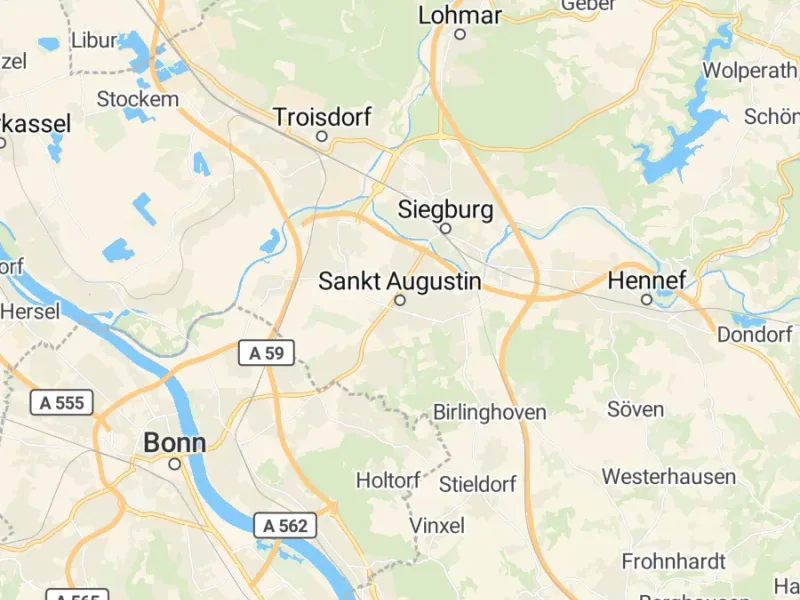 Karte des Einzugsgebiets, Autoverwertung Sankt Augustin