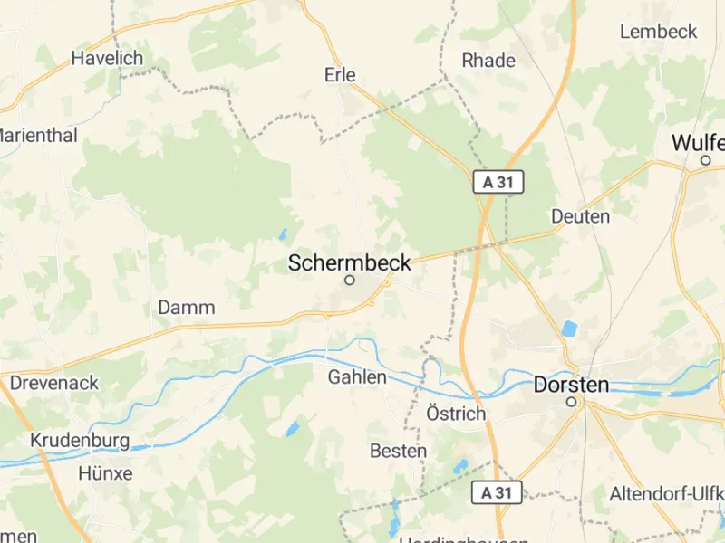 Karte des Einzugsgebiets, Autoverwertung Schermbeck
