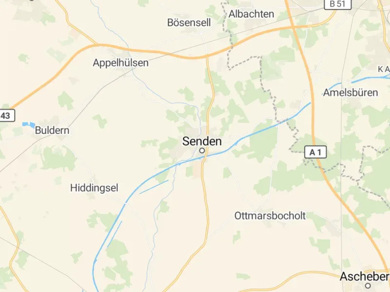 Karte des Einzugsgebiets, Autoverwertung Senden