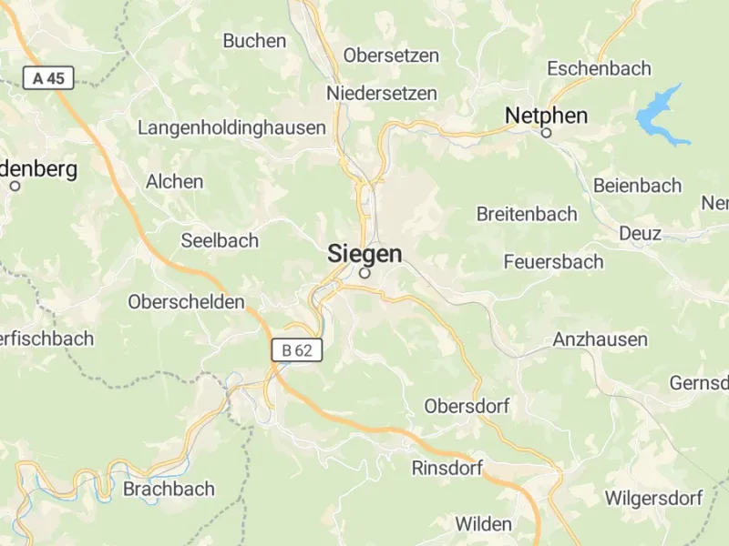 Karte des Einzugsgebiets, Autoverwertung Siegen