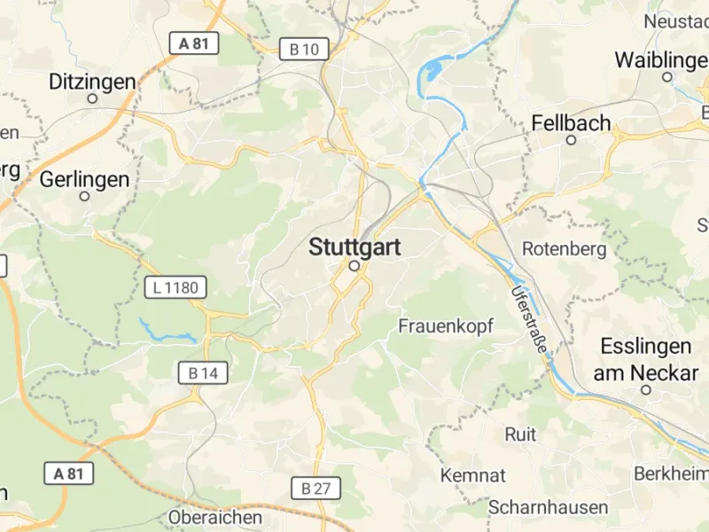 Karte des Einzugsgebiets, Autoverwertung Stuttgart