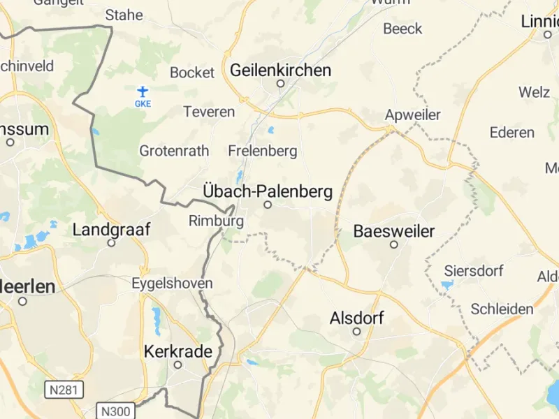 Karte des Einzugsgebiets, Autoverwertung Übach-Palenberg