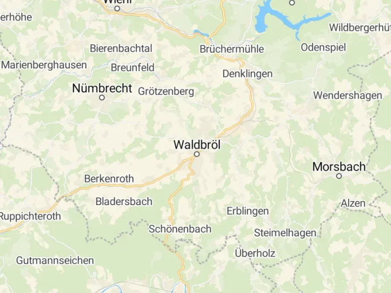 Karte des Einzugsgebiets, Autoverwertung Waldbröl