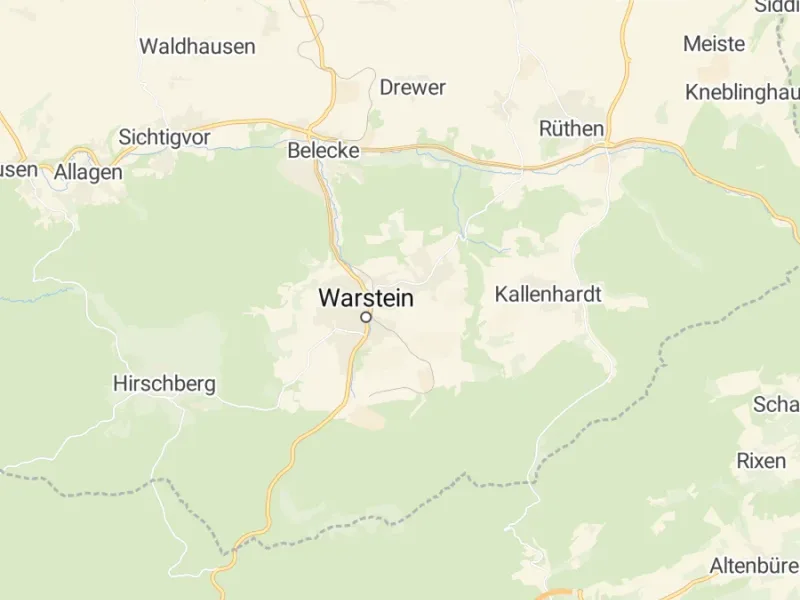 Karte des Einzugsgebiets, Autoverwertung Warstein
