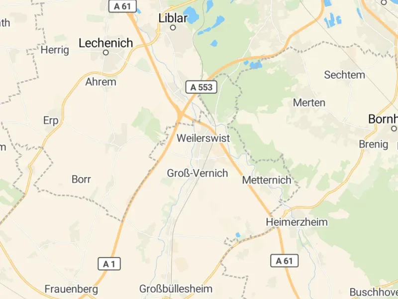 Karte des Einzugsgebiets, Autoverwertung Weilerswist
