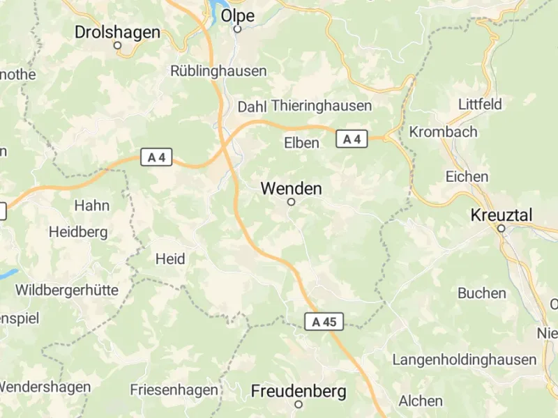 Karte des Einzugsgebiets, Autoverwertung Wenden