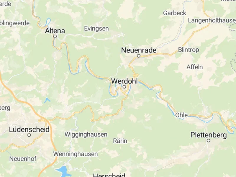 Karte des Einzugsgebiets, Autoverwertung Werdohl