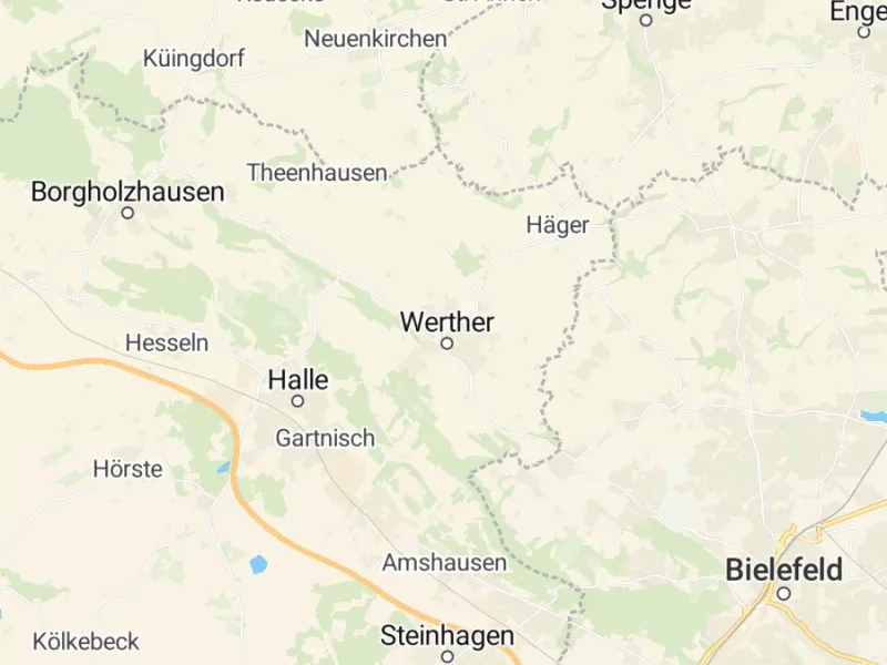 Karte des Einzugsgebiets, Autoverwertung Werther (Westf.)