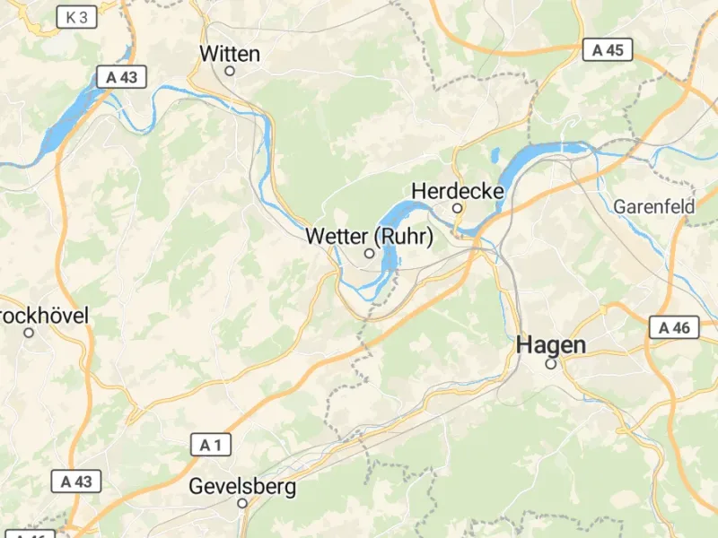 Karte des Einzugsgebiets, Autoverwertung Wetter (Ruhr)