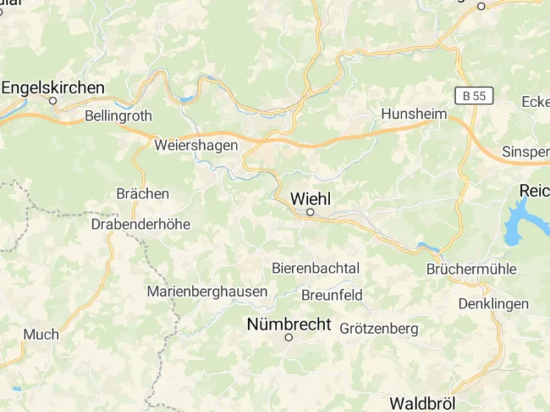 Karte des Einzugsgebiets, Autoverwertung Wiehl