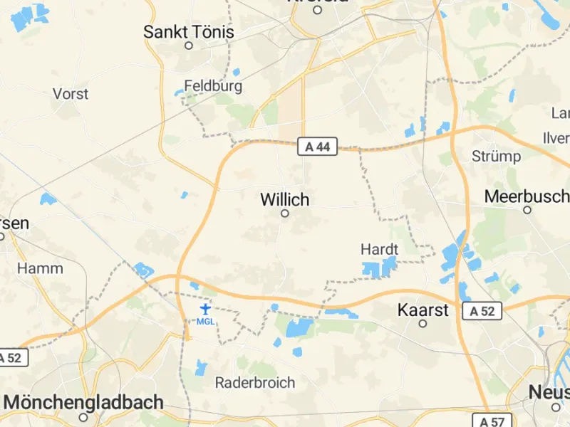 Karte des Einzugsgebiets, Autoverwertung Willich